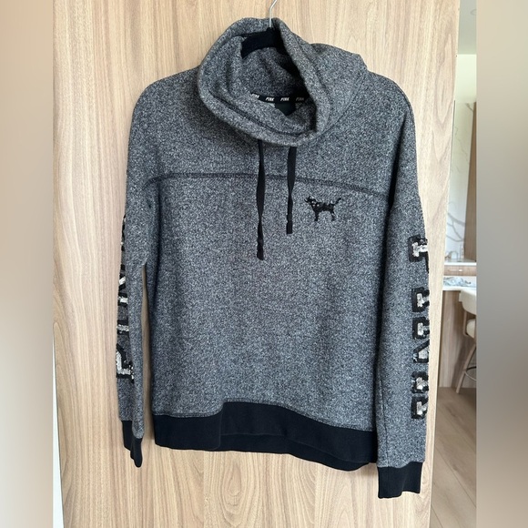 Pink Victoria’s Secret Women’s Sweater Pullover Cowl Neck Bling Sequins XS extra - Picture 1 of 7